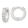 Sterling Silver Polished CZ and White Enamel In and Out 13mm Hinged Round Hoop Earrings