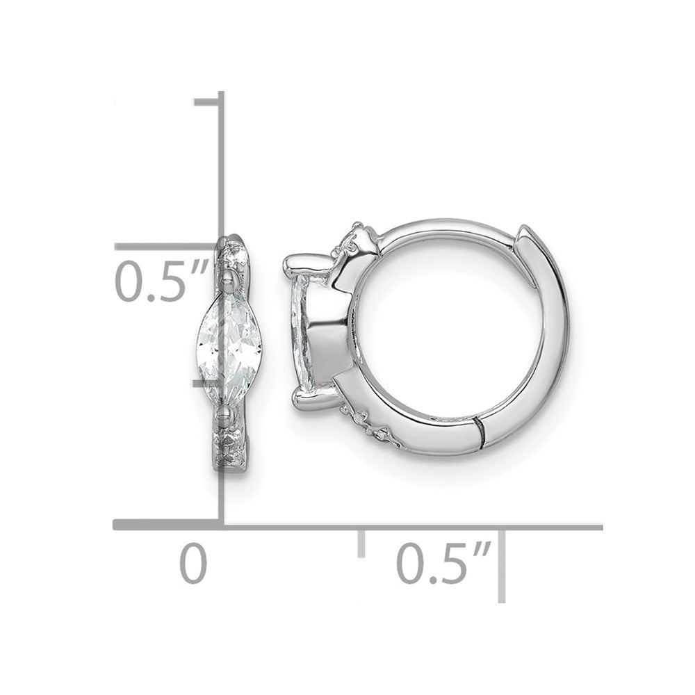 Sterling Silver Rhodium-plated Polished Round and Marquise CZ Round Hinged Hoop Earrings