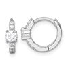 Sterling Silver Rhodium-plated Polished CZ Round Hinged Hoop Earrings