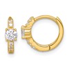 Sterling Silver Gold-tone Polished CZ Round Hinged Hoop Earrings