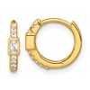 Sterling Silver Gold-tone Polished Round and Emerald-cut CZ Round Hinged Hoop Earrings