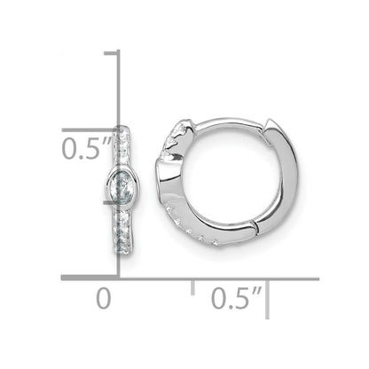 Sterling Silver Rhodium-plated Polished Round and Oval CZ Round Hinged Hoop Earrings