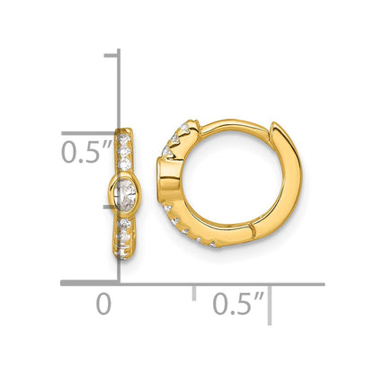 Sterling Silver Gold-tone Polished Round and Oval CZ Round Hinged Hoop Earrings