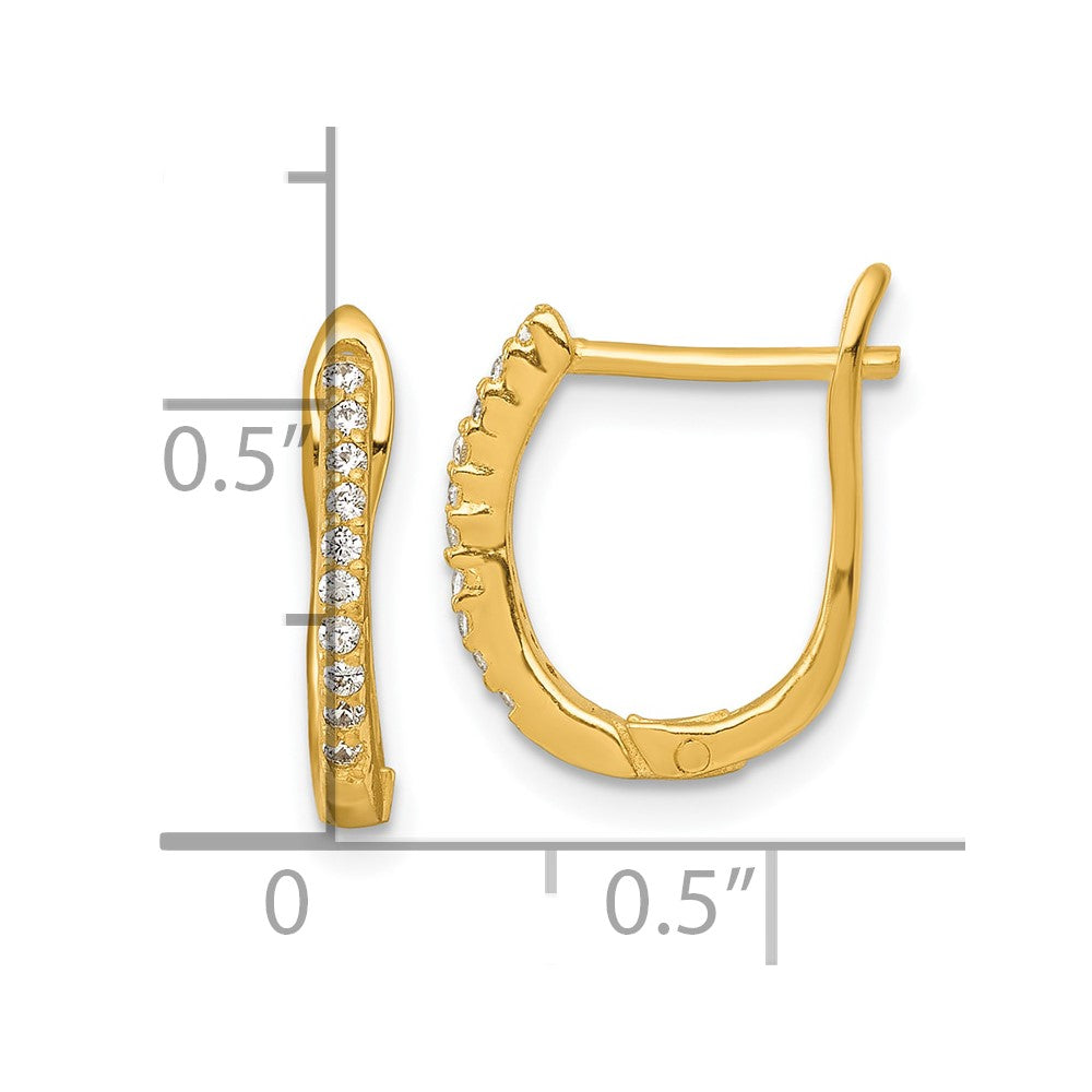 Sterling Silver Gold-tone Polished CZ Hoop Earrings