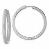 Sterling Silver Rhodium-plated In and Out CZ Pave 3.7 x 39mm Hinged Hoop Earrings