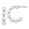 Sterling Silver Rhodium-plated 4-5mm Round White Freshwater Cultured Pearl and Bead C-Hoop Post Earrings