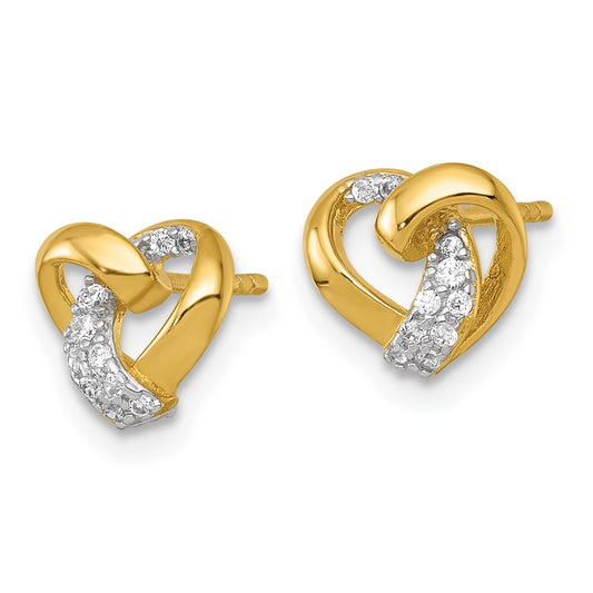 Affordable Expressions Sterling Silver Gold-tone Polished CZ Love Knot Heart Post Earrings