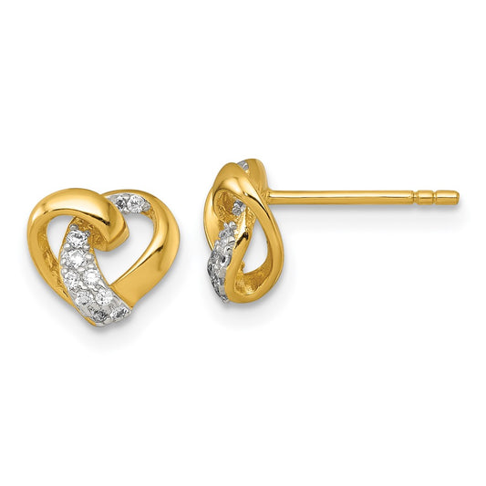 Affordable Expressions Sterling Silver Gold-tone Polished CZ Love Knot Heart Post Earrings