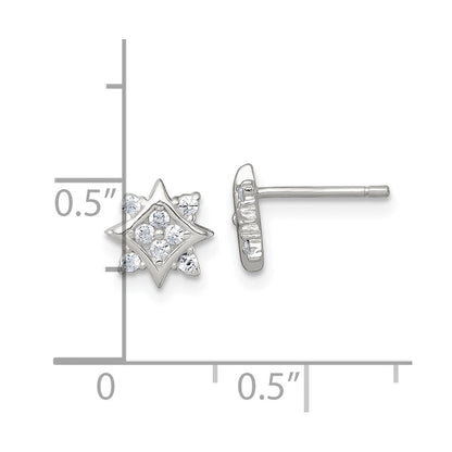 Sterling Silver Polished CZ Star Post Earrings