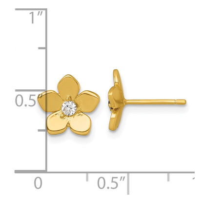Affordable Expressions Sterling Silver Gold-tone Polished CZ Flower Post Earrings