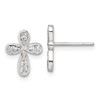 Sterling Silver Polished CZ Cross Post Earrings