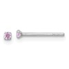 Sterling Silver Madi K Rhodium-plated 2.00mm Pink CZ Stud Post Earrings