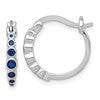 Sterling Silver Rhodium-plated Graduated Blue Lab Created Sapphire Hoop Earrings