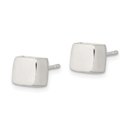 Sterling Silver Polished 6mm Square Cube Earrings