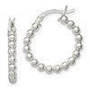 Sterling Silver Polished Beaded Hoop Earrings