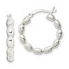 Sterling Silver Polished Beaded Hoop Earrings