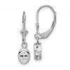 Sterling Silver Rhodium Plated 6x4mm Oval CZ Leverback Earrings