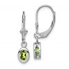 Sterling Silver Rhodium Plated 6x4mm Oval Peridot Leverback Earrings