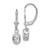 Sterling Silver Rhodium Plated 7x5mm Oval CZ Leverback Earrings