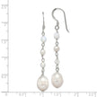 Sterling Silver Polished FWC Pearl/Opalite Crystal/Crystal Dangle Earrings
