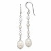 Sterling Silver Polished FWC Pearl/Opalite Crystal/Crystal Dangle Earrings