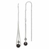 Sterling Silver Polished Black Crystal Threader Earrings
