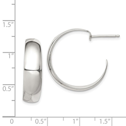 Sterling Silver Rhodium-plated Fancy J-Hoop Post Earrings
