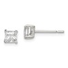 Sterling Silver 4mm Square CZ Basket Set Stud Earrings