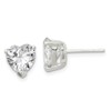 Sterling Silver Polished 8mm Heart 3 Prong Basket Set CZ Stud Earrings