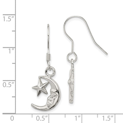 Sterling Silver Moon and Star Earrings