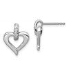 Sterling Silver Rhodium Heart w/Diam. Earrings