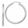 Sterling Silver Rhodium-plated 2.5mm Diamond-cut Hoop Earrings