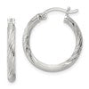 Sterling Silver 2.5mm Polished/Satin D/C Hoop Earrings