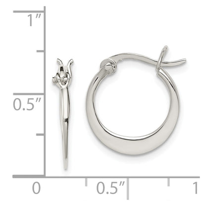 Sterling Silver Polished Tapered Round Hoop Earrings