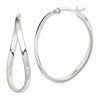 Sterling Silver Polished & Twisted Oval Hoop Earrings