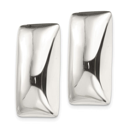 Sterling Silver Polished Non-Pierced Rectangle Earrings