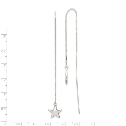 Sterling Silver Polished Star Threader Earrings