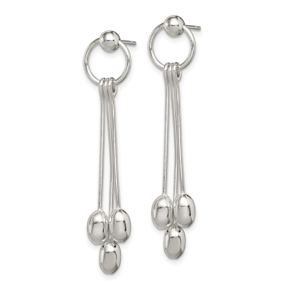 Sterling Silver Polished Multi-strand Oval Beaded Post Dangle Earrings
