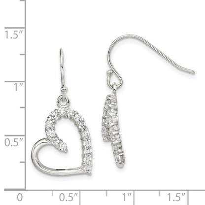 Sterling Silver Rhodium-plated CZ Heart Earrings