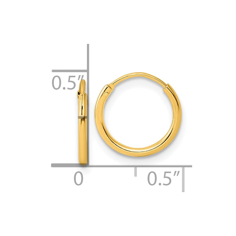 Sterling Silver Gold-tone 1.3mm Polished Endless Hoop Earrings
