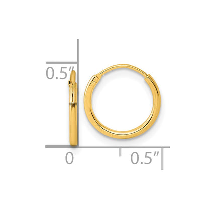 Sterling Silver Gold-tone 1.3mm Polished Endless Hoop Earrings