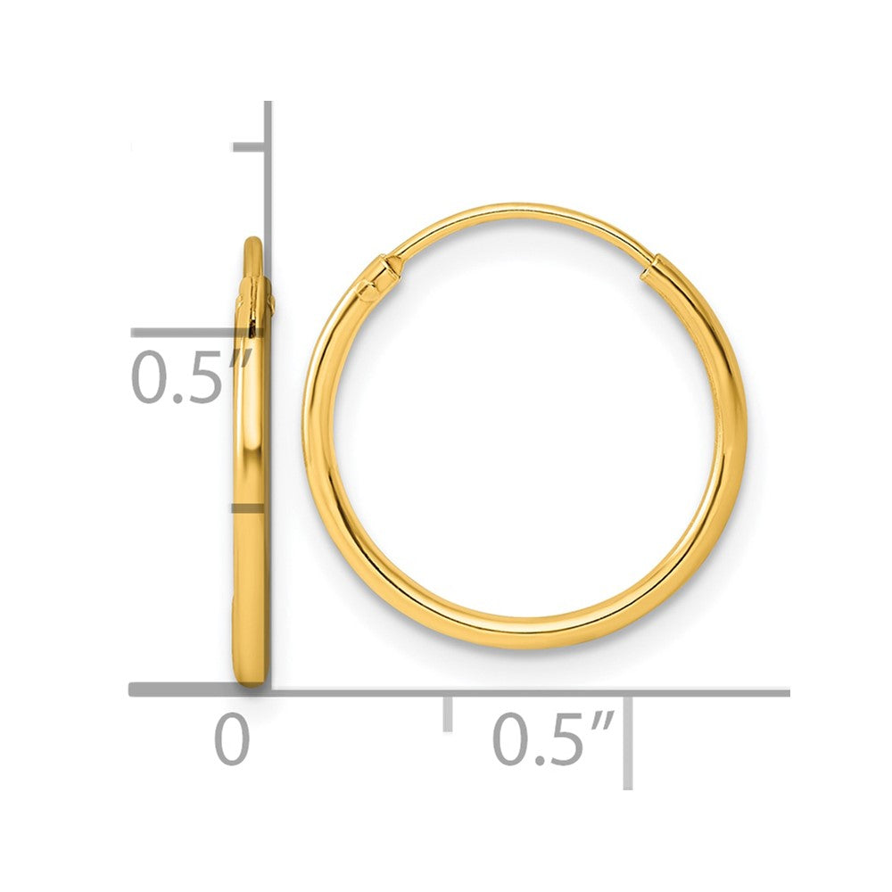Sterling Silver Gold-tone 1.3mm Polished Endless Hoop Earrings