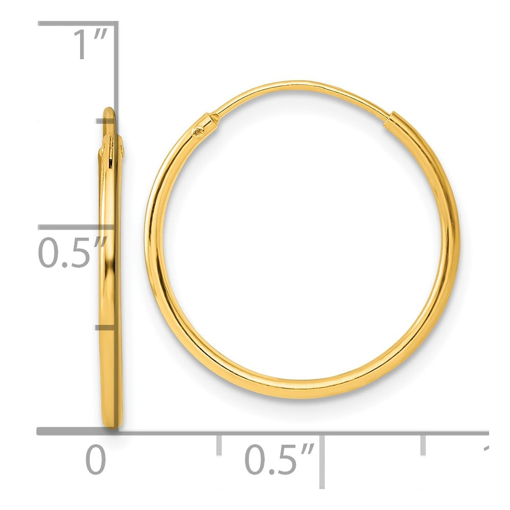 Sterling Silver Gold-tone 1.3mm Polished Endless Hoop Earrings