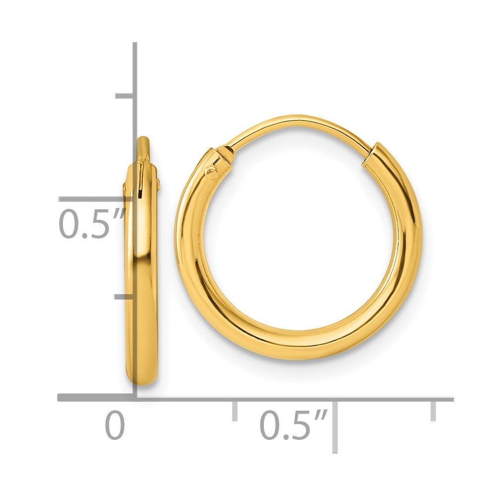 Sterling Silver Flash Gold-tone 2mm Hoop Earrings