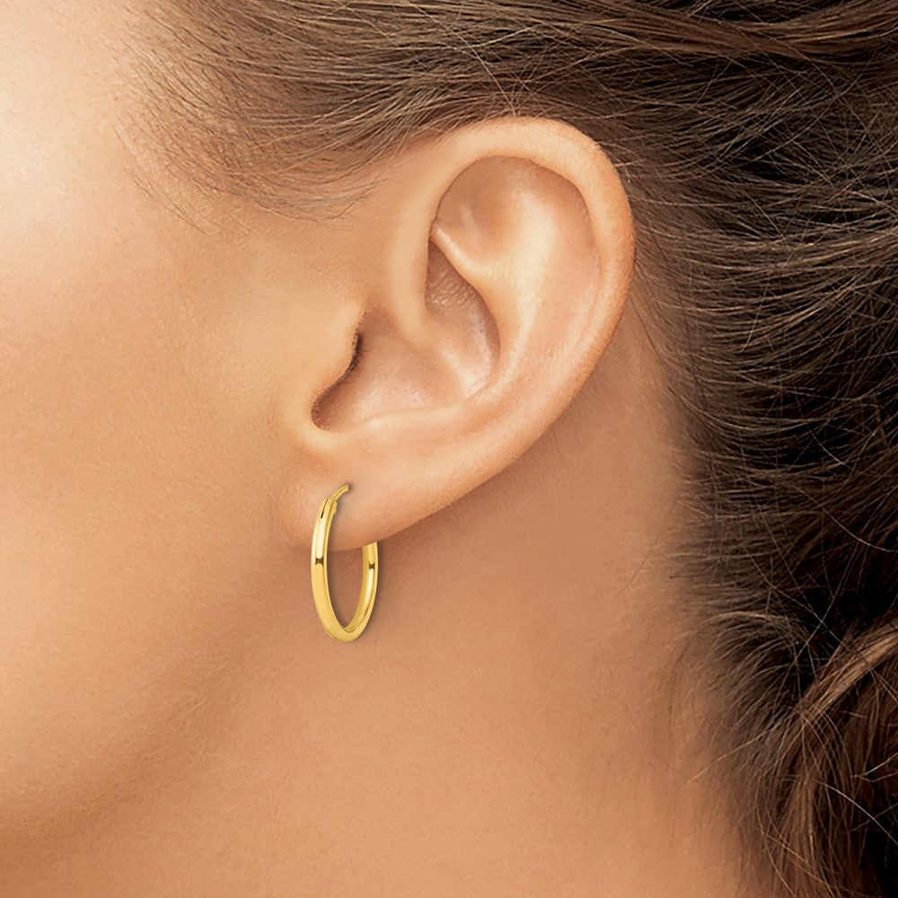 Sterling Silver Flash Gold-tone 2mm Hoop Earrings