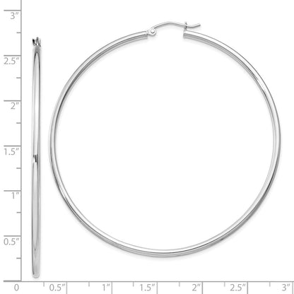 Sterling Silver Rhodium-plated 2mm Round Hoop Earrings