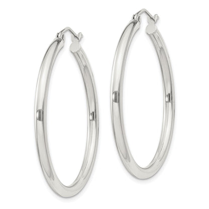 Sterling Silver 2.5mm Round Hoop Earrings