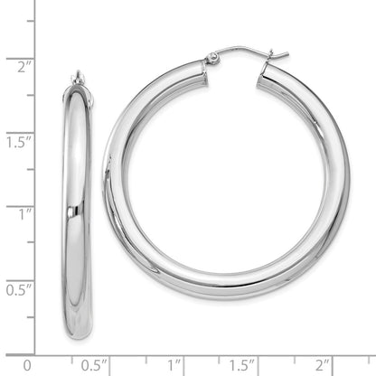 Sterling Silver Rhodium-plated 5mm Round Hoop Earrings