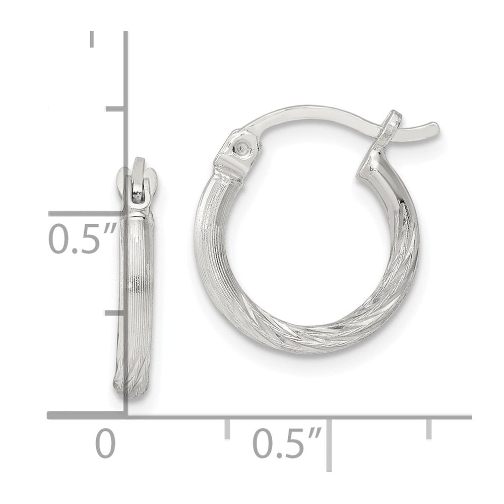 Sterling Silver 2mm Polished/Satin D/C Hoop Earrings