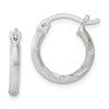 Sterling Silver 2mm Polished/Satin D/C Hoop Earrings